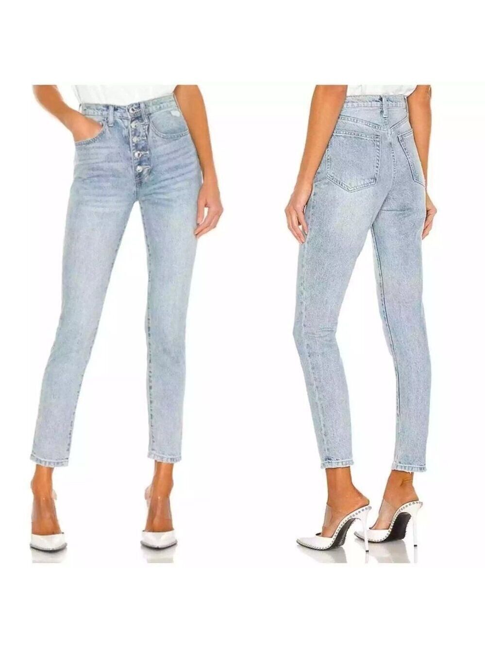 WeWoreWhat The Danielle Crystal Straight High Waist Jeans 28